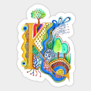 K - an illuminated letter Sticker